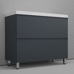 Style Line Тумба с белой раковиной Манхэттен 100 Plus эмаль графит матовая – фотография-3